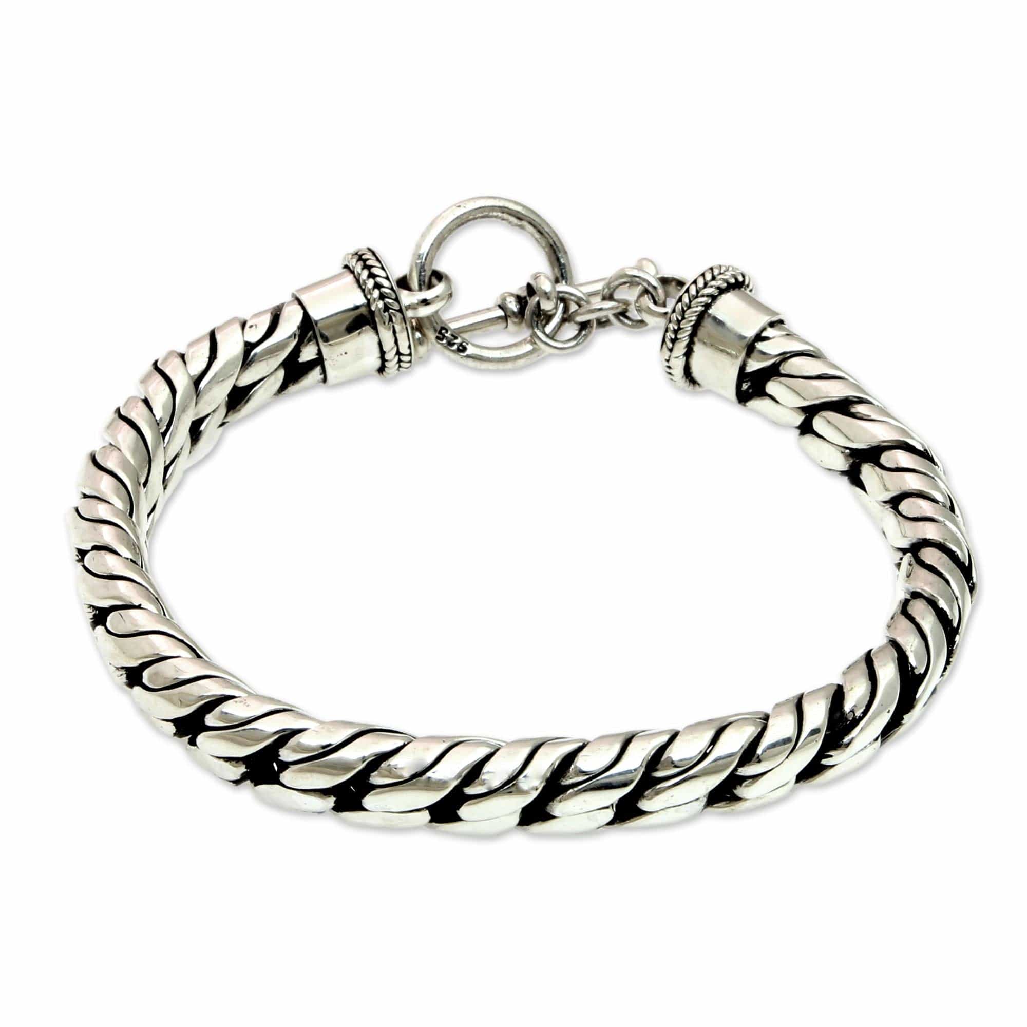 Sterling Silver Chain Bracelet - Strength and Valor