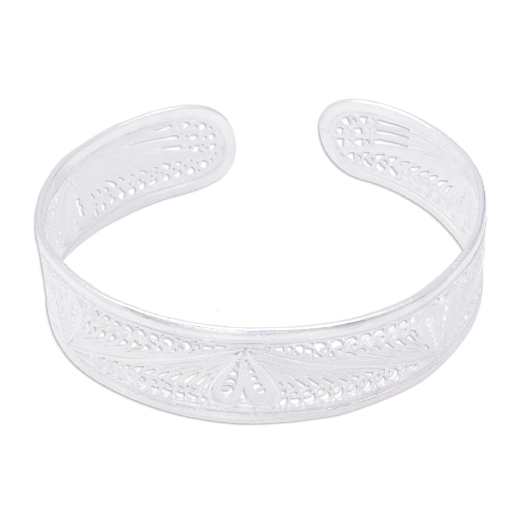 Heart Shaped Sterling Silver Cuff Bracelet - Nature's Heart
