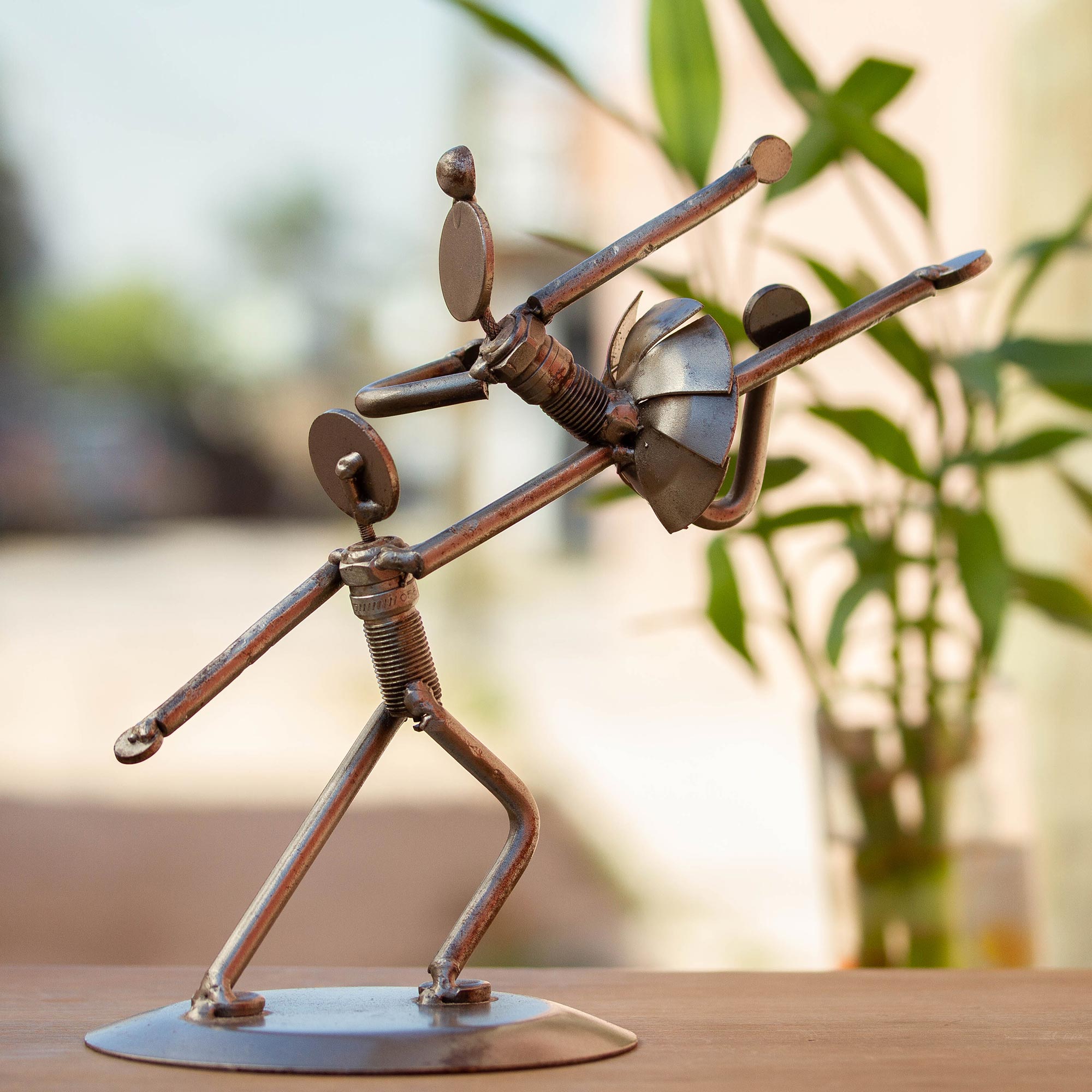 Unique Dance and Music Recycled Metal Sculpture from Mexico - Heavenly Dancers