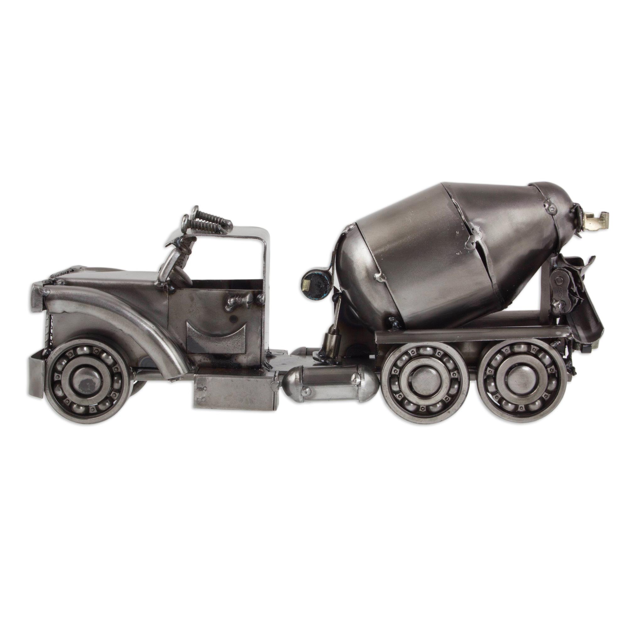 Recycled Auto Part Rustic Cement Mixer Sculpture from Mexico - Rustic Cement Mixer