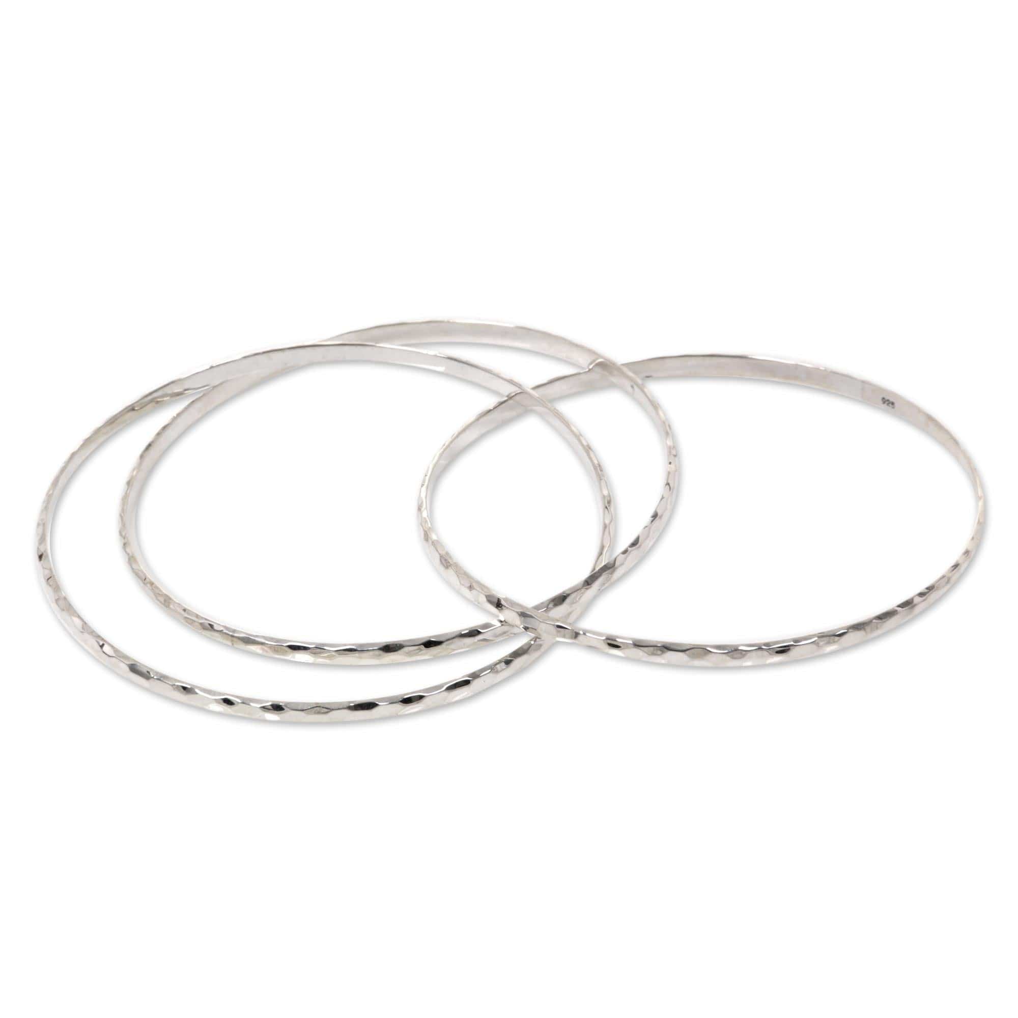 Balinese Women's Sterling Silver Bangle Bracelet - Sterling Circles