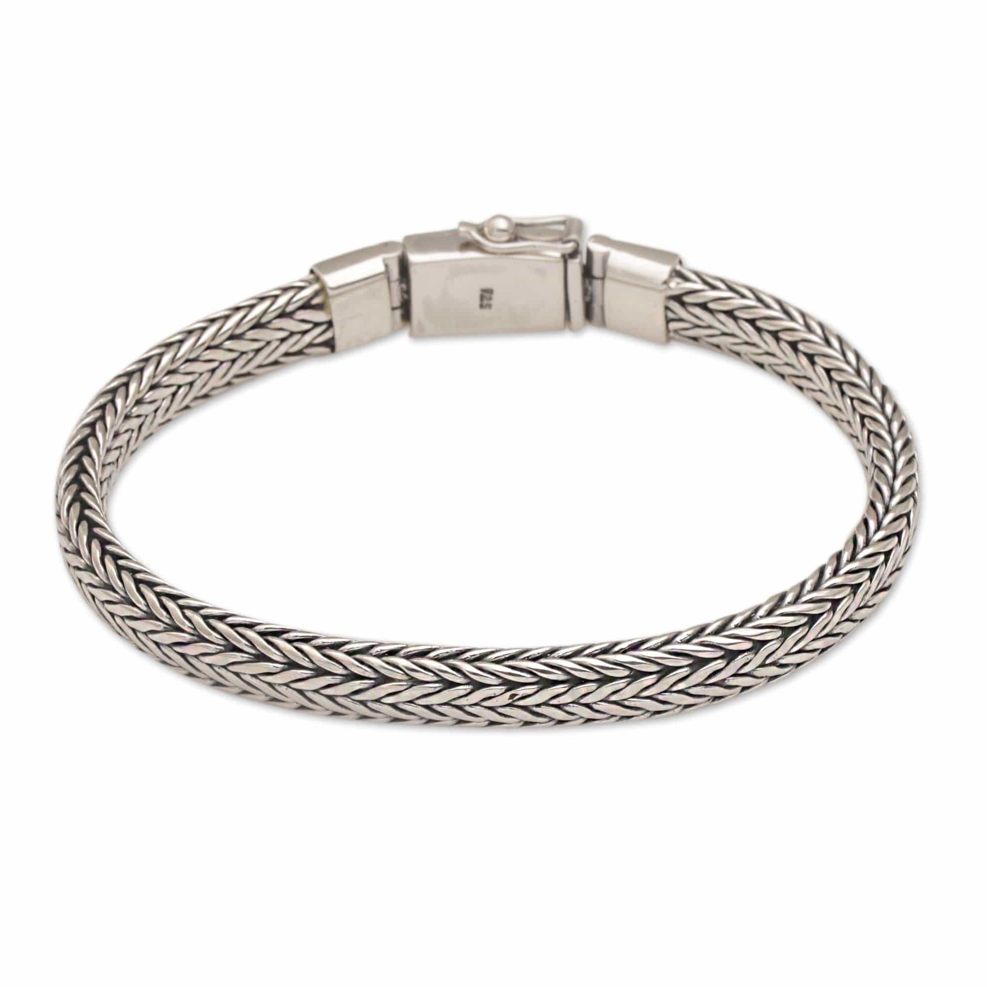 Sterling Silver Foxtail Chain Bracelet from Bali - Bali Shine