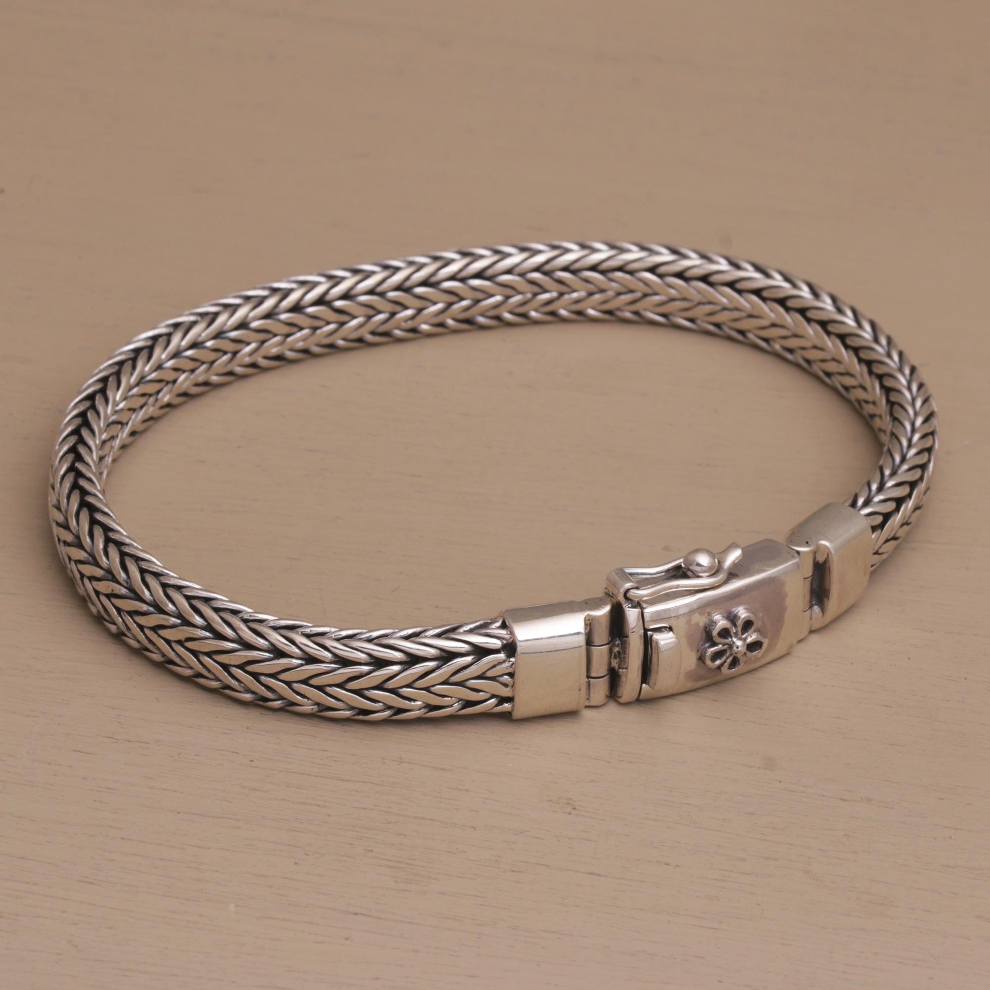Sterling Silver Foxtail Chain Bracelet from Bali - Bali Shine