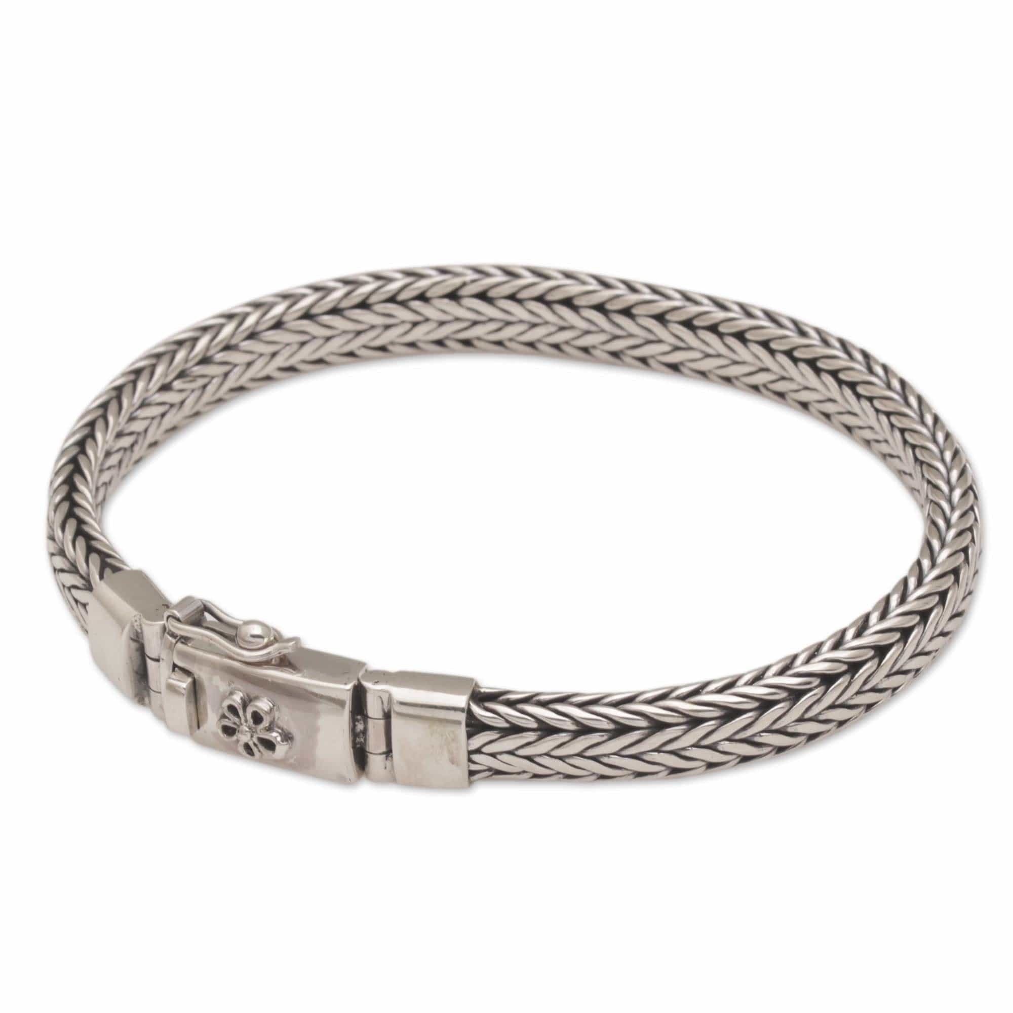 Sterling Silver Foxtail Chain Bracelet from Bali - Bali Shine