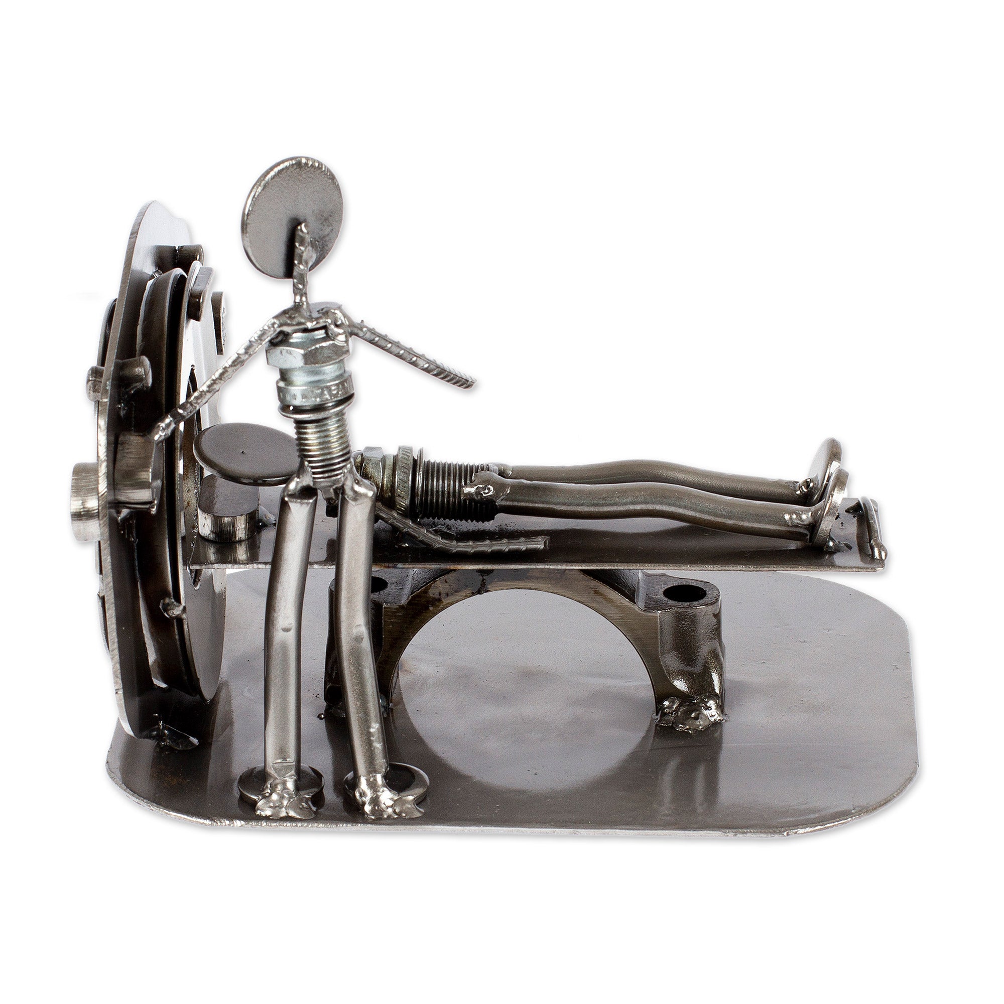 Upcycled Metal Auto Part Sculpture from Mexico - Day at the Doctor