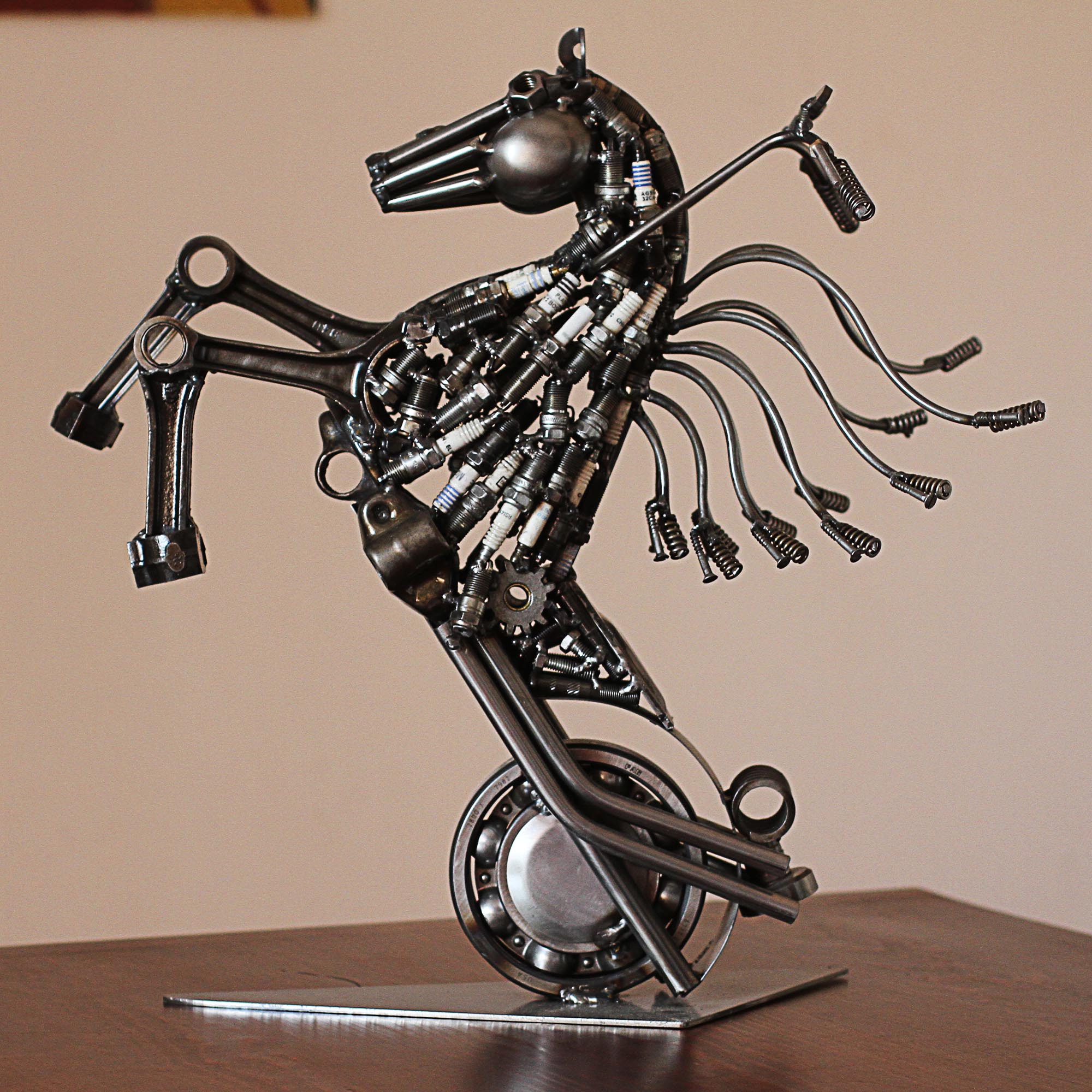 Upcycled Metal Motorcycle Horse Sculpture from Mexico - Iron Horse