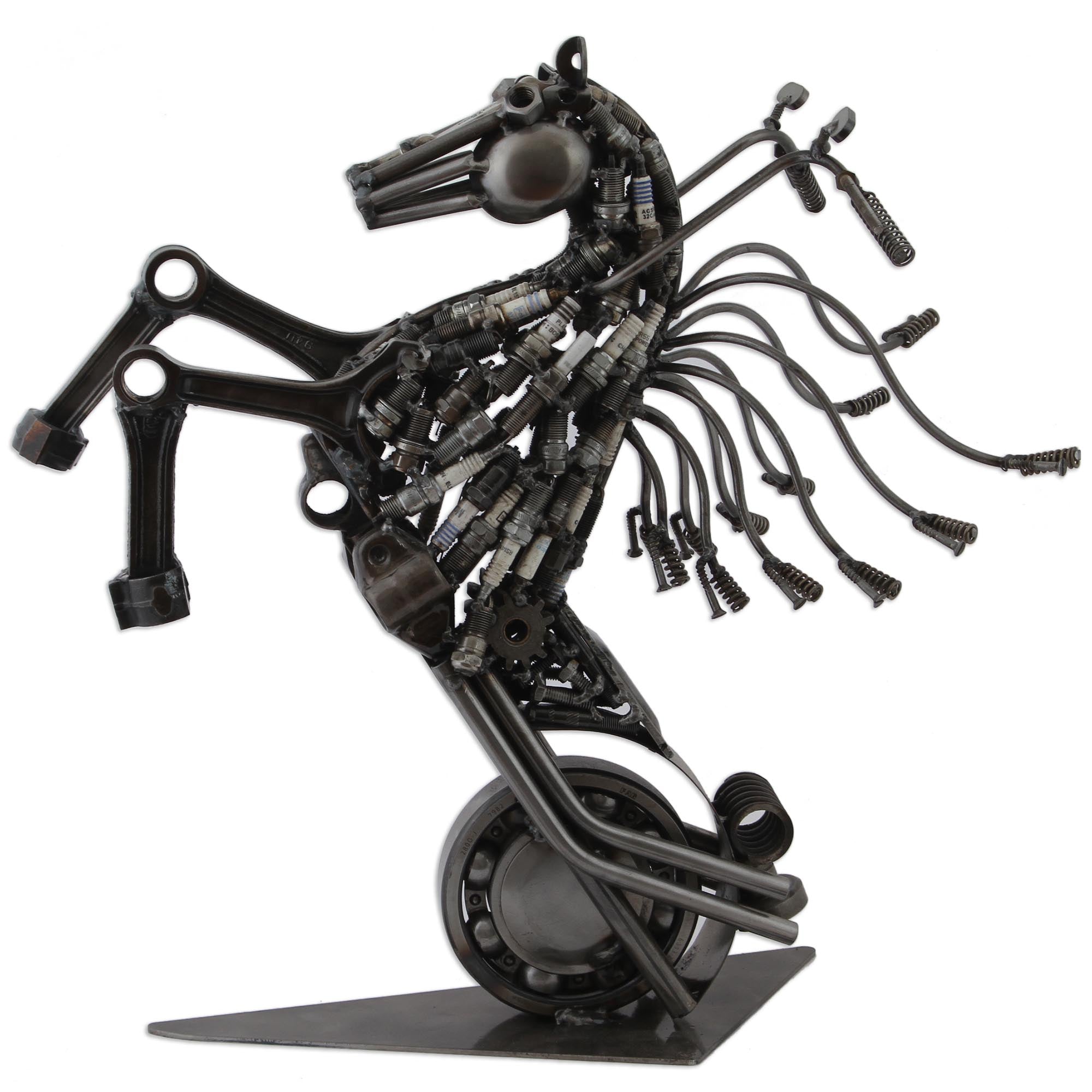 Upcycled Metal Motorcycle Horse Sculpture from Mexico - Iron Horse