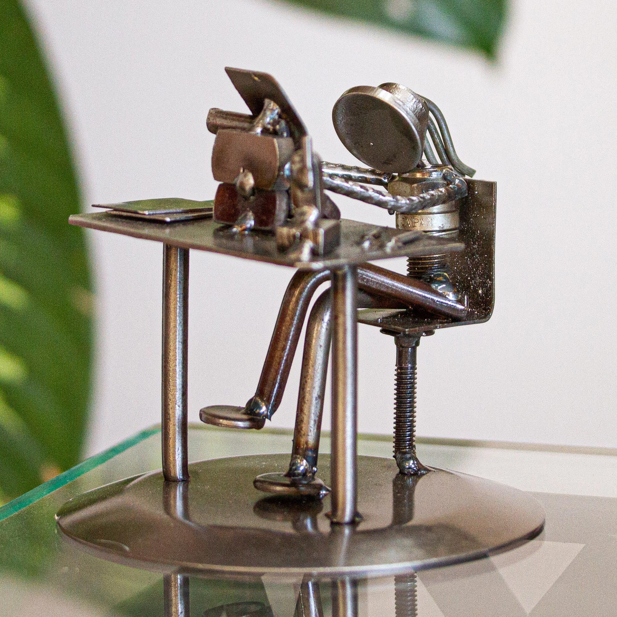 Recycled Metal Auto Part Secretary Sculpture from Mexico - Secretary