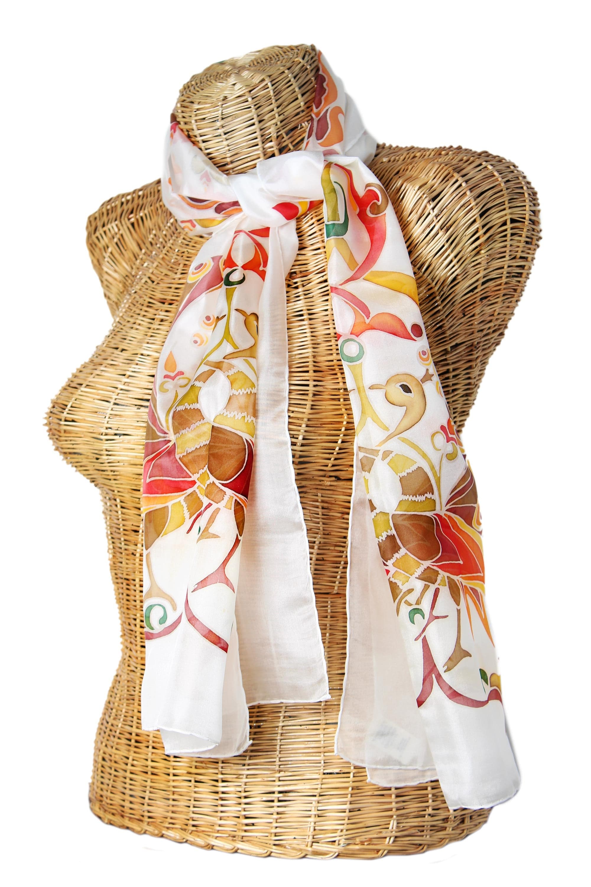Hand Painted Miniature Motifs Batik Scarf in 100% Silk - Ancient Tradition
