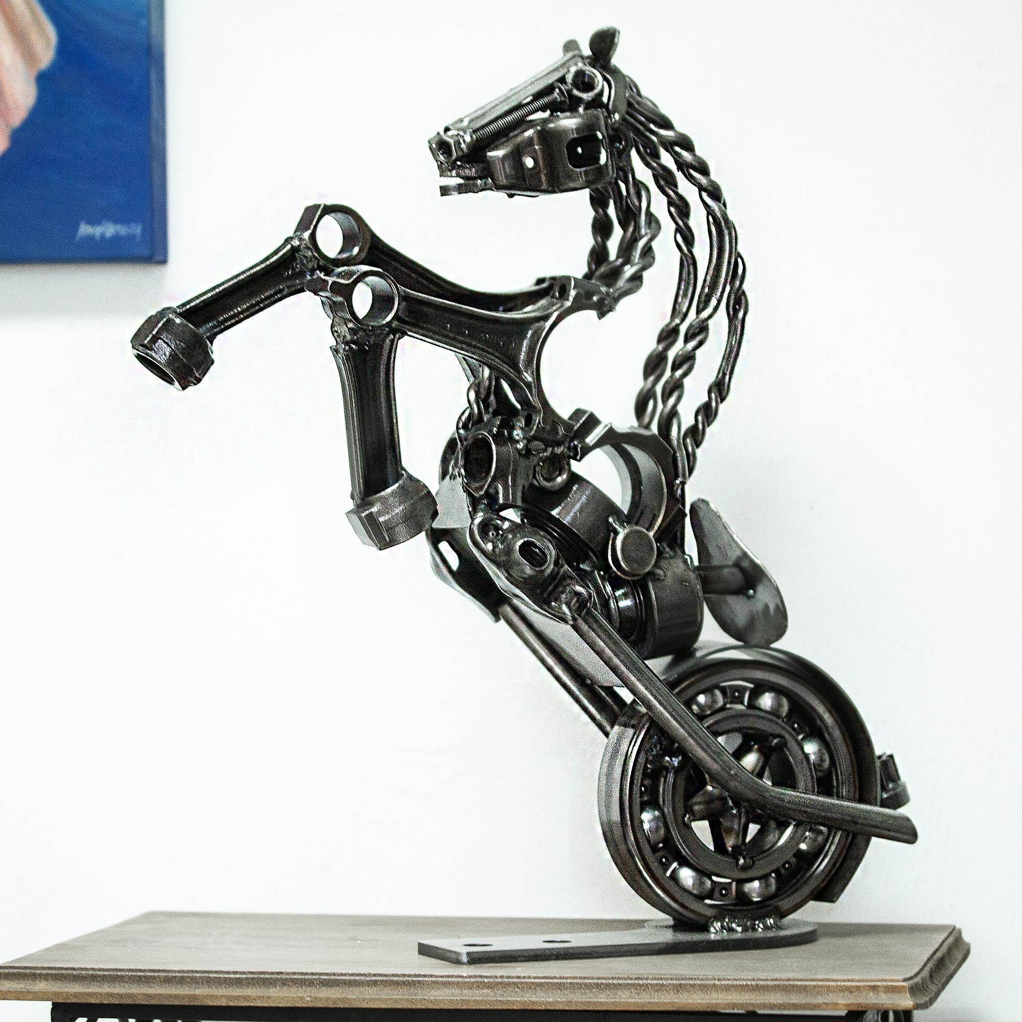 20 Inch Rustic Motorbike Horse Upcycled Auto Parts Sculpture - Rustic Horsepower