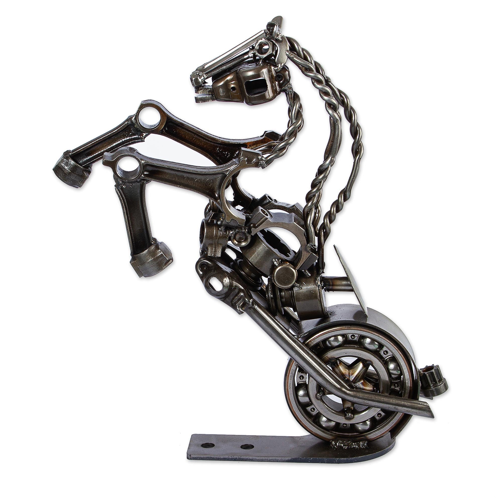 20 Inch Rustic Motorbike Horse Upcycled Auto Parts Sculpture - Rustic Horsepower