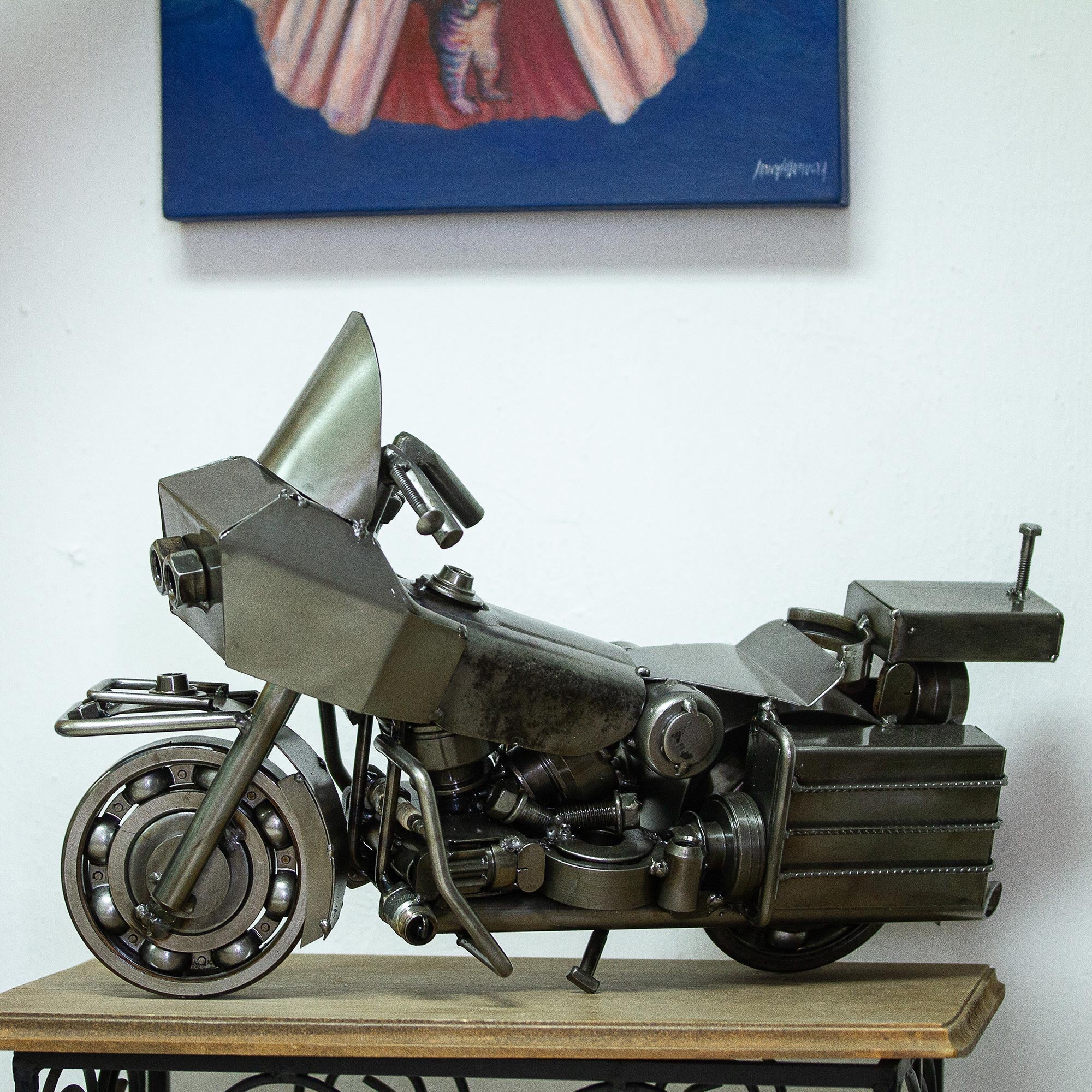 Eco-Friendly Recycled Metal Motorcycle Sculpture - Rustic Motorcycle