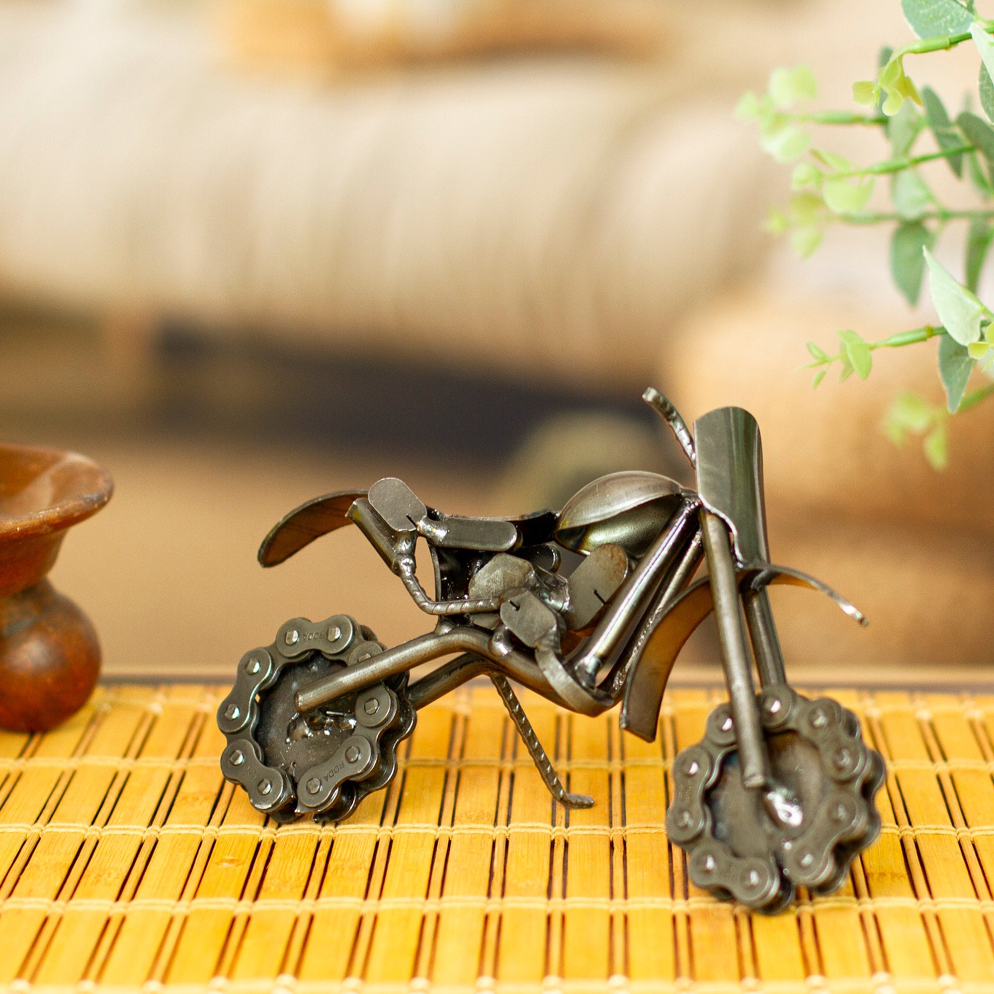 Handmade Rustic Dirt Bike Statuette - Rustic Dirt Bike