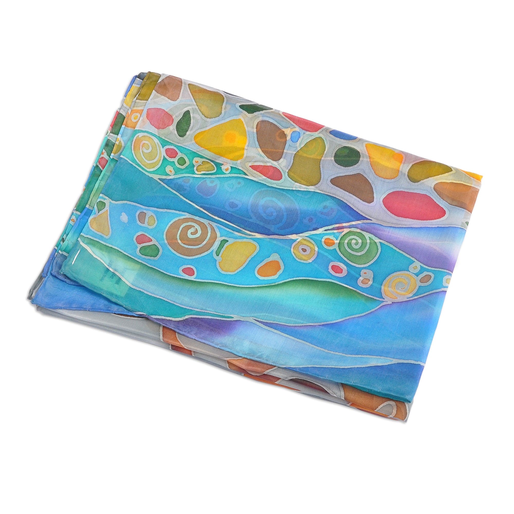 Traditional Hand-Painted Nur Tree Silk Scarf in Grey - Nur of Armenia