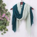 Two Hand-Woven Lightweight Cotton Scarves in Green Shades - Gorgeous Green