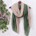 Two Hand-Woven Lightweight Cotton Scarves in Green and Ivory - Casual Flair