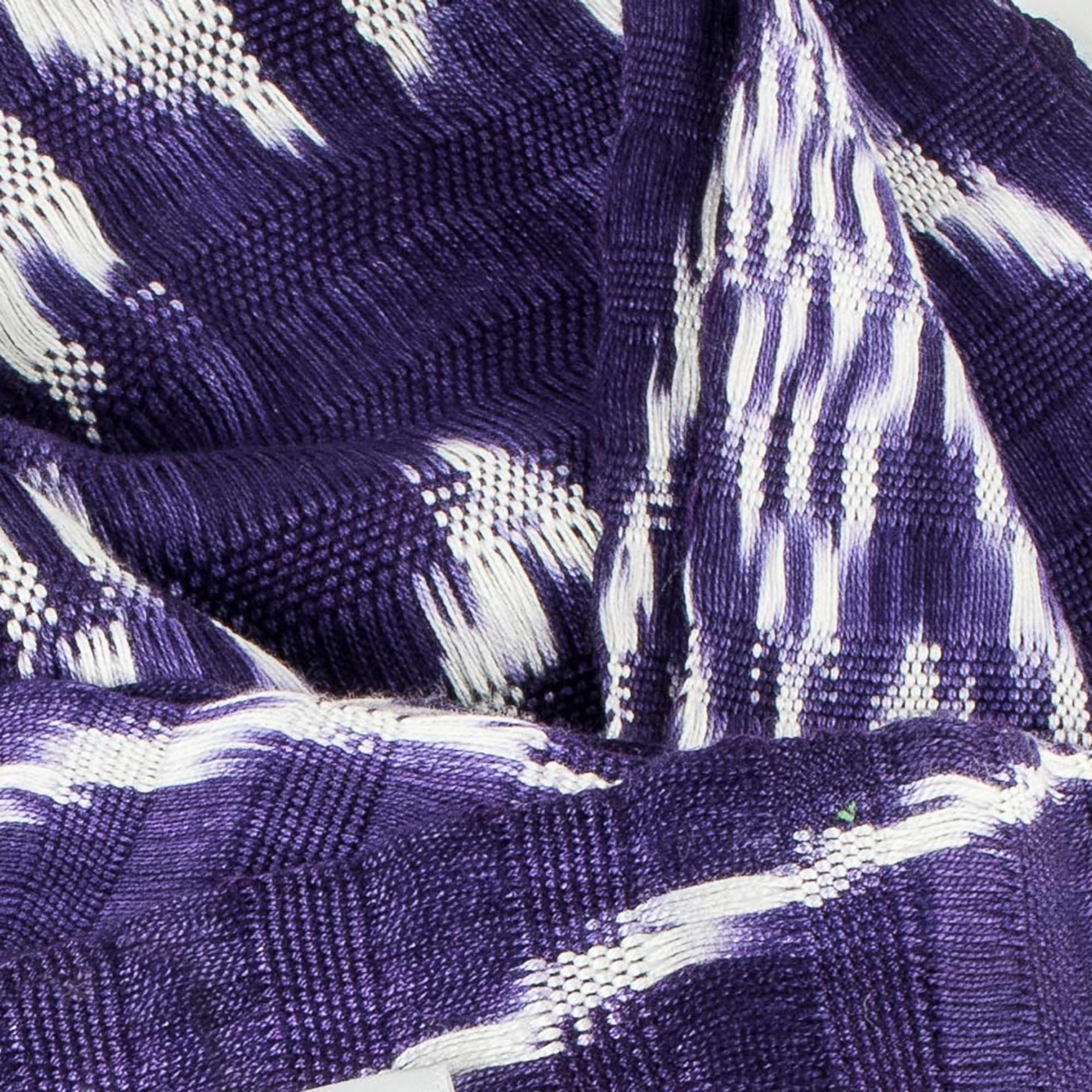 Hand Woven Violet and White Ikat Scarf - Silhouette in Violet
