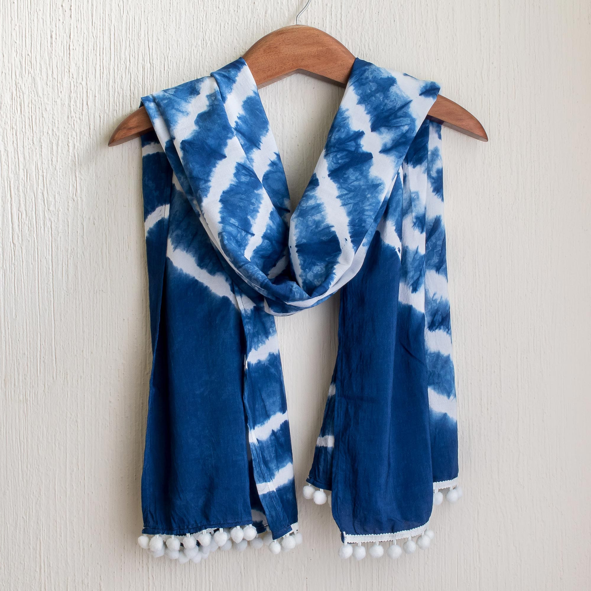 Indigo and White Tie-Dyed Scarf - Infinite Indigo