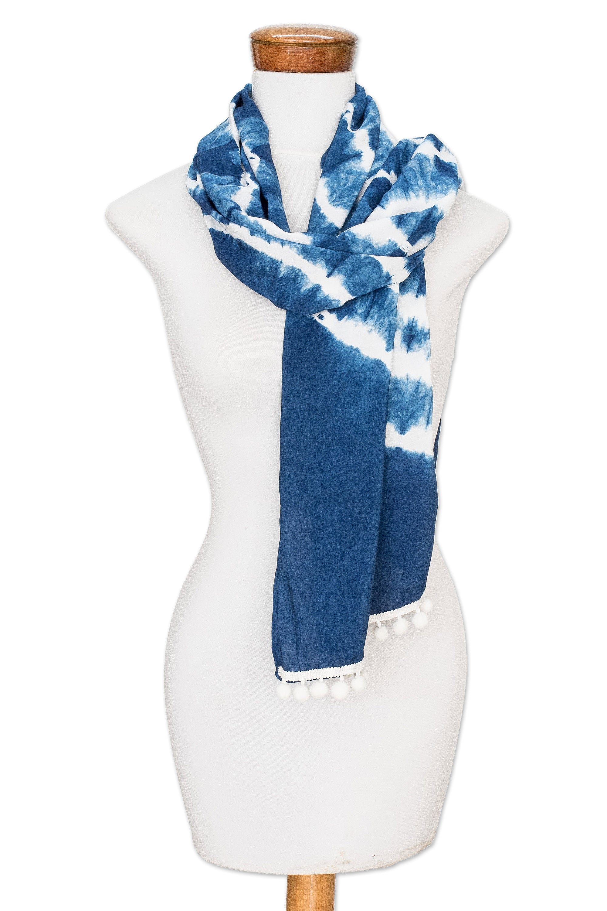 Indigo and White Tie-Dyed Scarf - Infinite Indigo