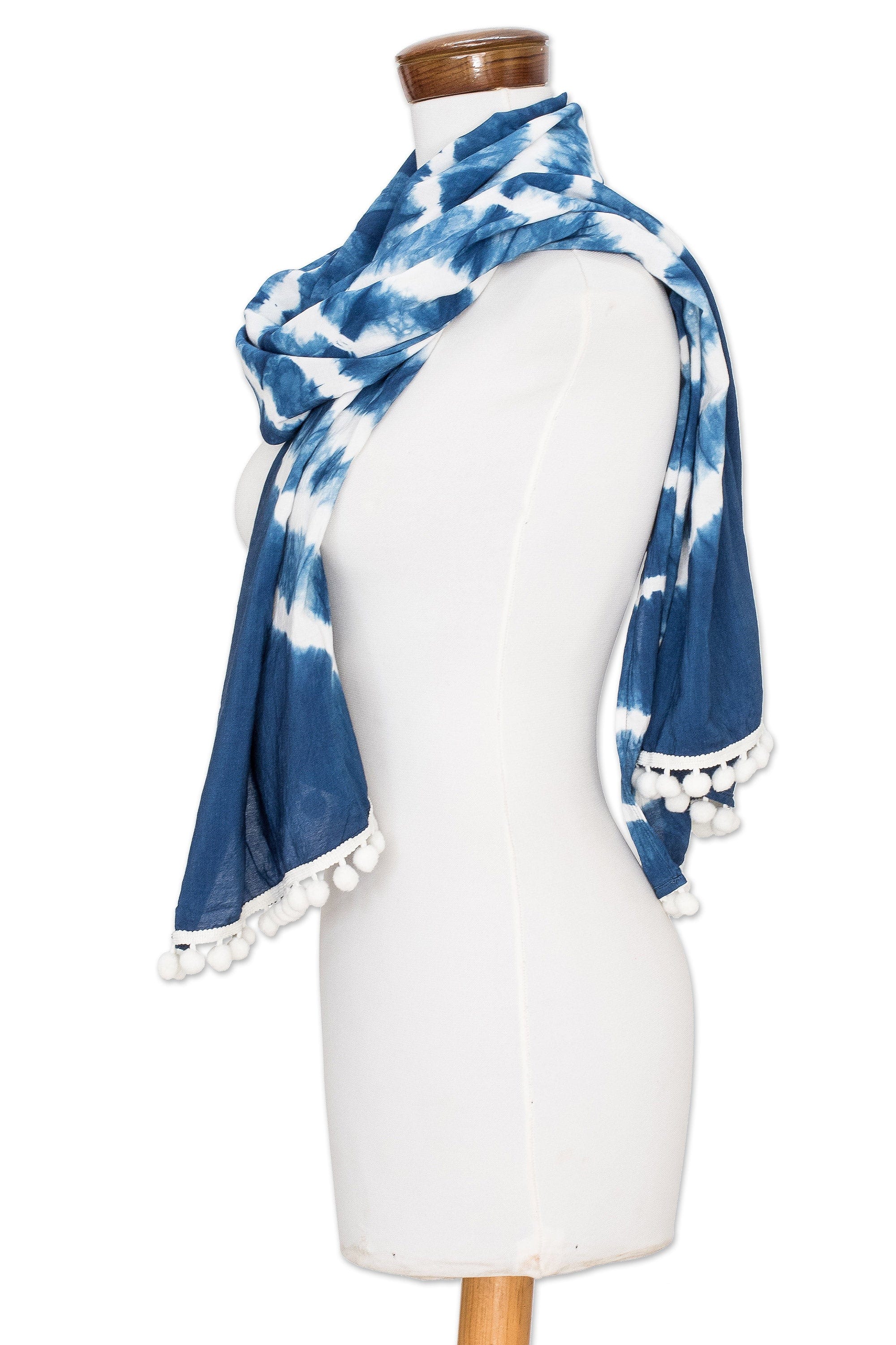 Indigo and White Tie-Dyed Scarf - Infinite Indigo